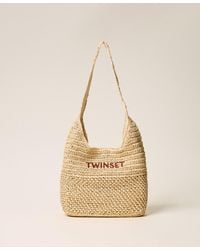 Twinset - Crochet Raffia Hobo Bag - Lyst