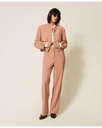 Twinset - Straight Twill Trousers With Pockets - Lyst