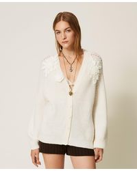 Twinset - Cardigan With Crochet Flowers - Lyst