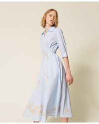 Twinset - Long Striped Dress With Embroidery - Lyst