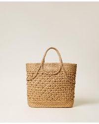 Twinset - Crochet Raffia Shopper Bag - Lyst
