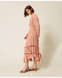 Twinset - Long Pleated Georgette Dress - Lyst