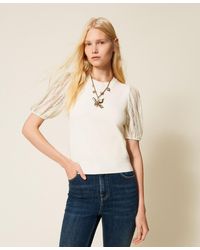 Twinset - Short Sleeve Jumper With Lace - Lyst