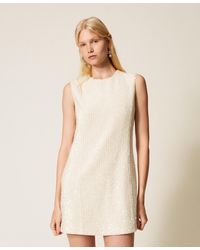 Twinset - Short Bouclé Dress With Sequins - Lyst