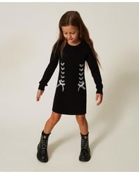 Twinset - Baby's Short Knit Dress With Bows, Two-Tone/"Snow" - Lyst