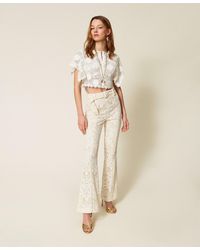 Twinset - Flared Lace Trousers With Belt - Lyst