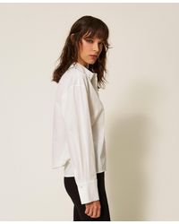 Twinset - Poplin Shirt With Rhinestones - Lyst