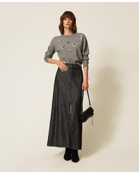 Twinset - Long Flowing Denim Skirt - Lyst