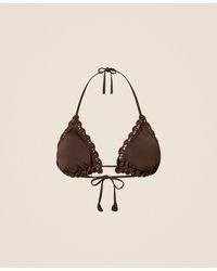 Twinset - Triangle Bikini Top With Crochet Detail - Lyst