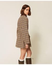 Twinset - Houndstooth Jacquard Parka Coat - Lyst
