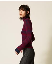 Twinset - Striped Turtleneck Jumper - Lyst