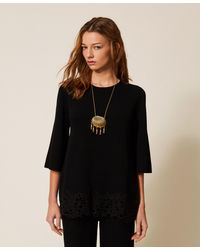 Twinset - Maxi Jumper With Lace - Lyst
