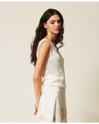 Twinset - Chevron Openwork Knit Top - Lyst