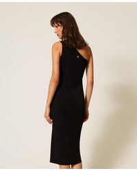 Twinset - One Shoulder Midi Knit Dress - Lyst