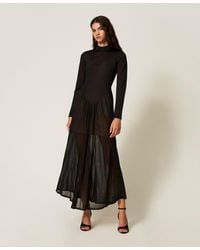 Twinset - Long Knit Dress With Gathering - Lyst
