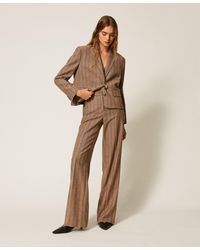 Twinset - Wool Blend Pinstripe Trousers - Lyst