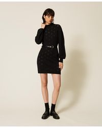 Twinset - Short Knit Dress With Heart Pattern - Lyst