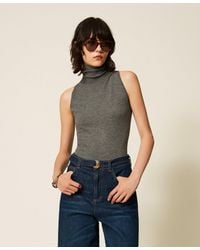 Twinset - Top Col Roulé En Maille - Lyst