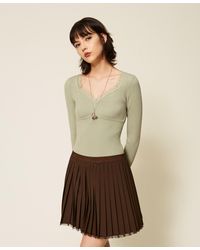 Twinset - Fitted Jumper With Lace - Lyst