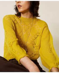 Twinset - Alpaca Blend Diamond Pattern Crew Neck Jumper - Lyst