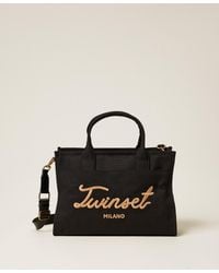 Twinset - Canvas Shopper Bag With Logo - Lyst