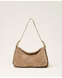 Twinset - Liliane Crocodile Print Suede Bag - Lyst