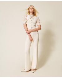 Twinset - Knit Trousers With Crochet Detail - Lyst
