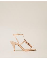 Twinset - Leather Sandals With Flower - Lyst