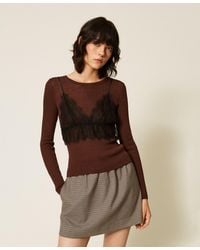 Twinset - Silk Blend Jumper With Top - Lyst