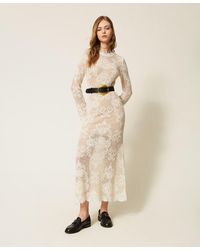 Twinset - Long Jacquard Alpaca Blend Knit Dress - Lyst