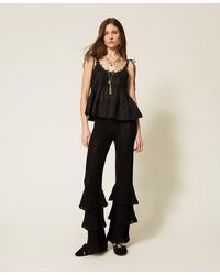 Twinset - Knit Trousers With Ruffles - Lyst