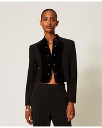 Twinset - Crêpe And Velvet Spencer Jacket - Lyst