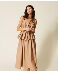 Twinset - Long Poplin Dress With Flounce - Lyst