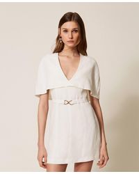 Twinset - Short Linen Blend Cape Dress - Lyst