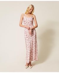 Twinset - Long Dress With Thin Straps And Floral Print - Lyst