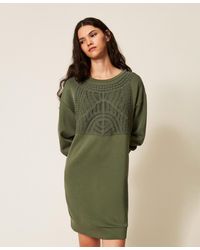 Twinset - Short Scuba Dress With Crochet Detail - Lyst
