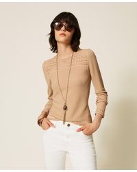 Twinset - Crew Neck Jumper With Cable Pattern - Lyst