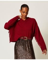 Twinset - Pull En Laine Mélangée Avec Franges - Lyst