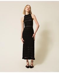 Twinset - Long Turtleneck Knit Dress With Ruffles - Lyst
