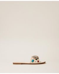 Twinset - Suede Slides With Decorative Stones - Lyst