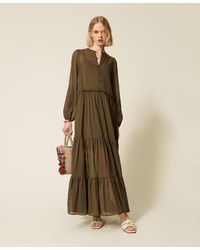Twinset - Long Muslin Dress With Flounces - Lyst