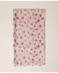 Twinset - Floral Stole With Logo - Lyst