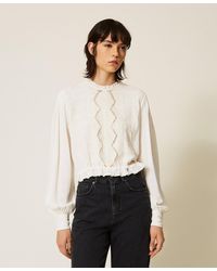 Twinset - Crêpe Blouse With Floral Embroidery - Lyst