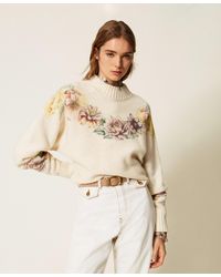 Twinset - Pull En Laine Mélangée Avec Imprimé - Lyst