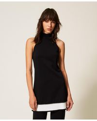 Twinset - Short Two-Tone Knit Dress - Lyst