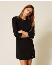 Twinset - Short Crêpe Dress With Heart-Shaped Buttons - Lyst