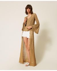 Twinset - Long Knit Cardigan With Flared Sleeves - Lyst