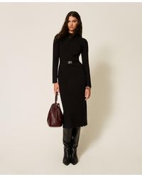Twinset - Vestido Largo De Punto Con Cinturón - Lyst
