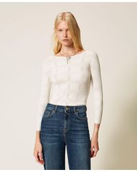 Twinset - Ribbed Jumper With Check Pattern - Lyst