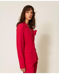 Twinset - Blazer With Floral Brooch - Lyst